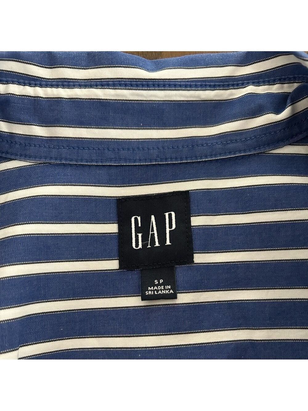 GAP 100 Percent Cotton Classic Blue/White Striped Belted Shirt Dress, Size Small - Picture 4 of 5